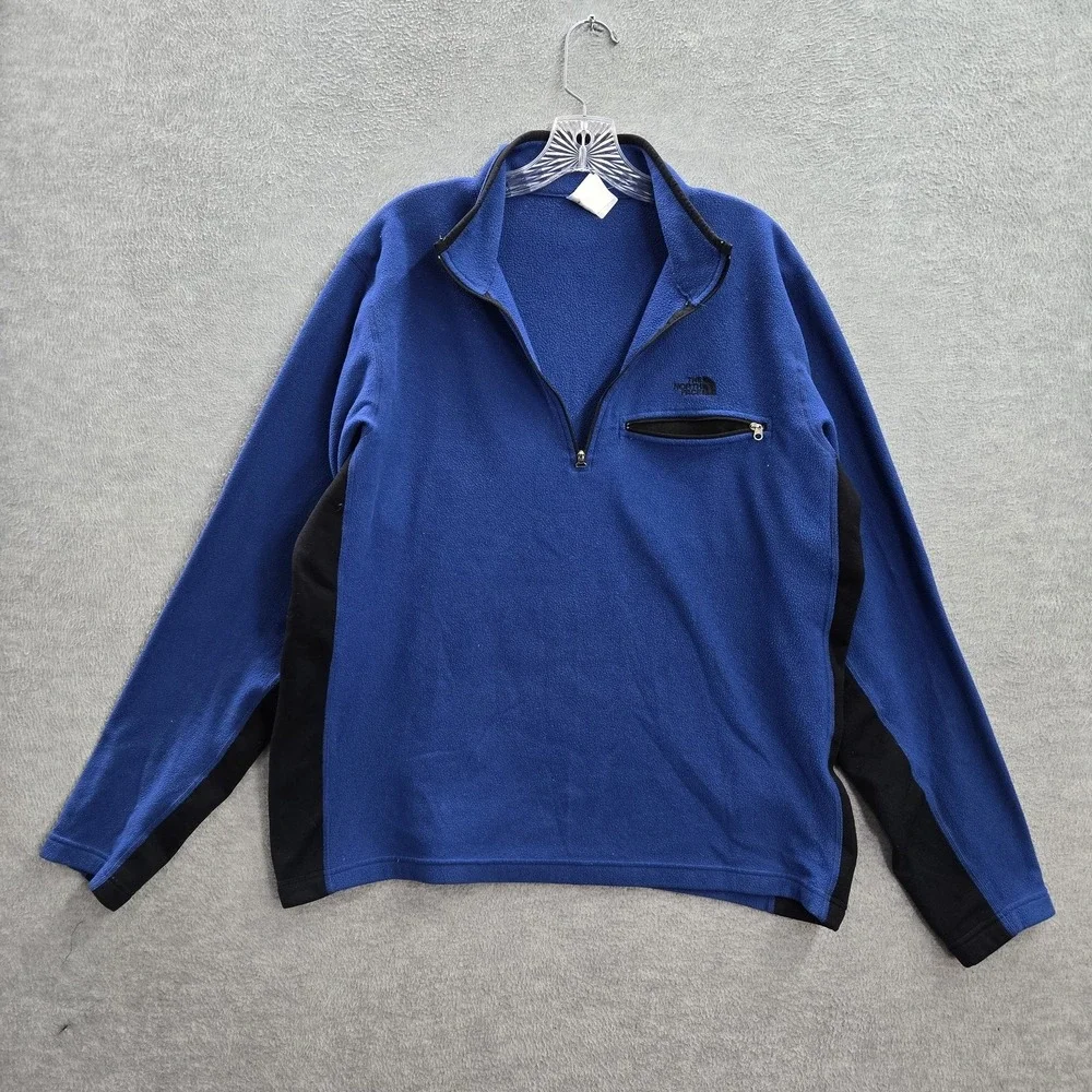 The North Face Men Sweatshirt XL‎ Blue Nylon Blend Polartec Embroidery Fleece
